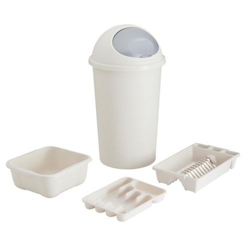 Image of Tesco 4pc Kitchen Set With Bullet Bin Set - Cream