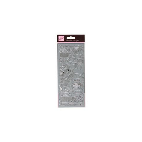 Image of Outline Stickers Cupcakes Silver