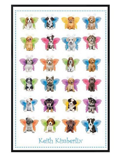 Image of Keith Kimberlin Gloss Black Framed Angel Puppies Poster