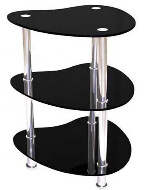 Image of Valufurniture Heart 3 Tier Side Table Black And Chrome