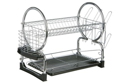 Image of Premier Housewares 56 Cm 2 Tier Dish Drainer With Tray - Black