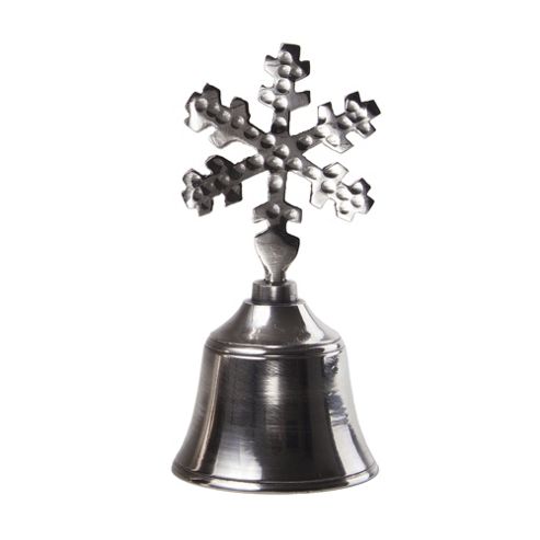 Image of Silver Christmas Bell With Seasonal Snowflake Handle