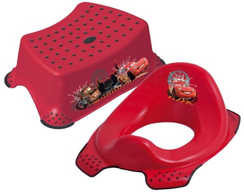 Image of Disney Cars Toddler Toilet Training Seat &amp; Step Stool Combo - Red