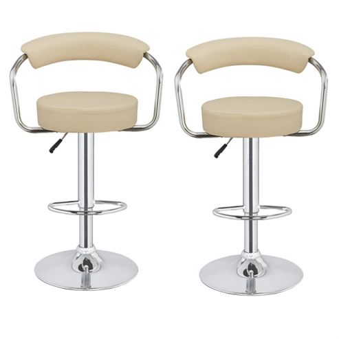 Image of Homegear M1 Kitchen Breakfast Adjustable Chrome Swivel Bar Chair/stool X2 (white)