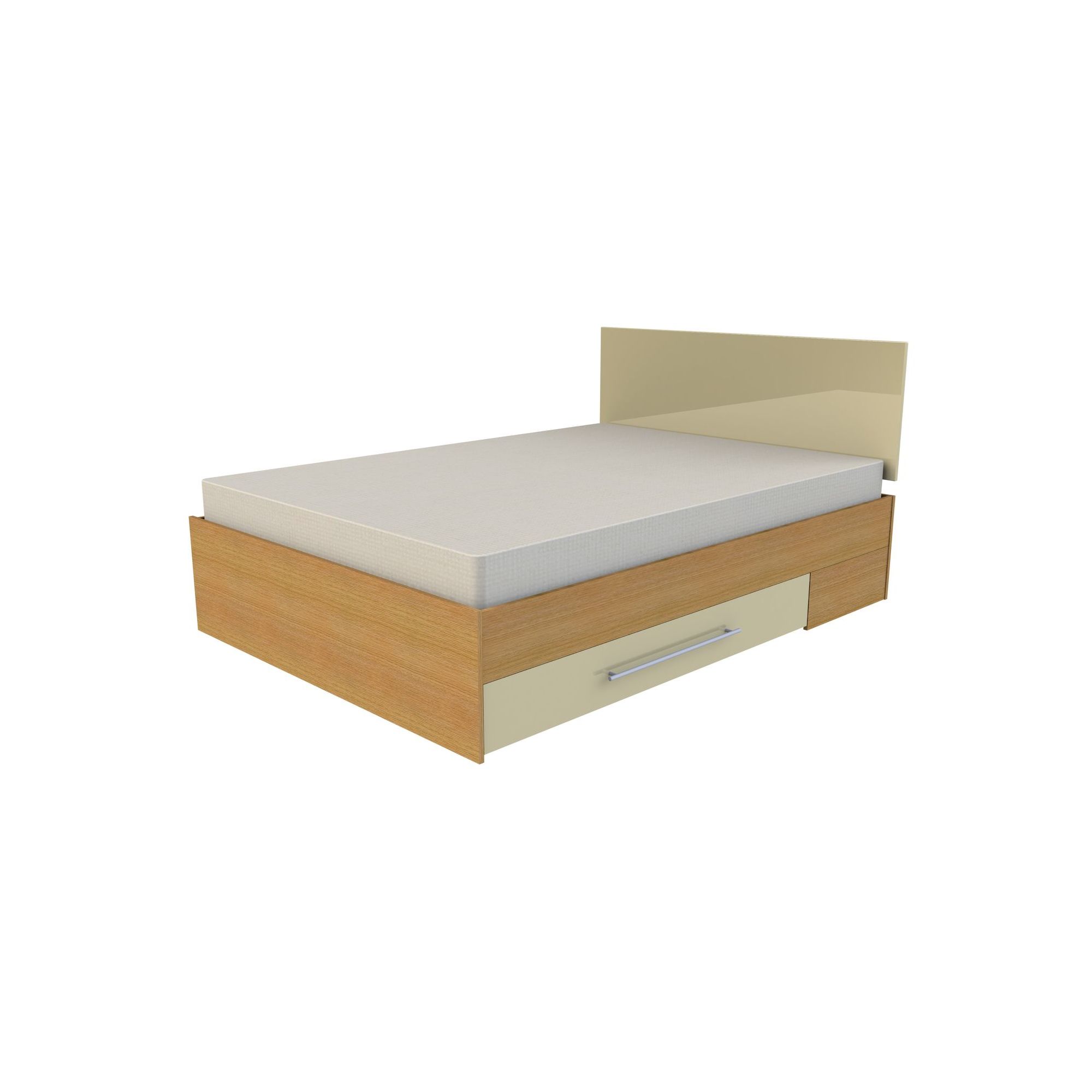 Ashcraft Modular Storage Double Bed - Oak With Cream Gloss at Tesco Direct