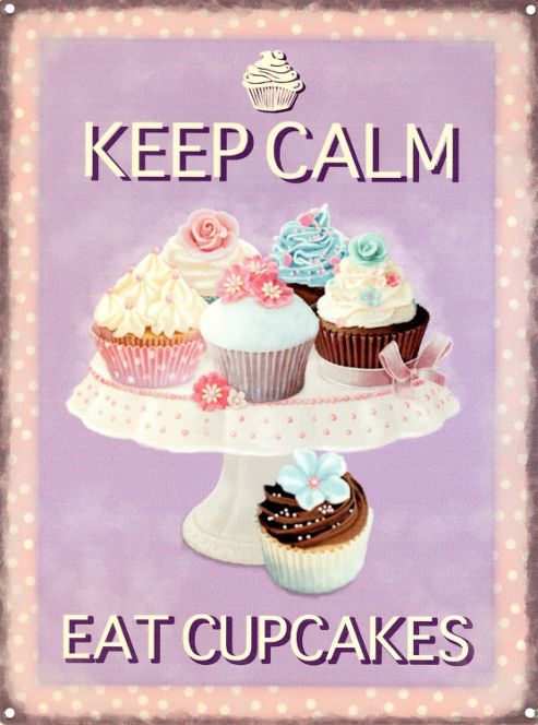 Image of Keep Calm & Carry On Keep Calm Eat Cupcakes Tin Sign