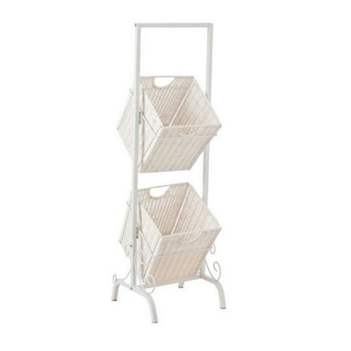 Image of Southern Enterprises 2-tier Basket Storage In White