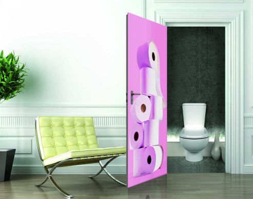 Image of 1wall Pink Toilet Roll Door Mural