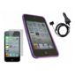 Purple ProGel Case, LCD Screen Protector, Car Charger - Apple iPod Touch 4G
