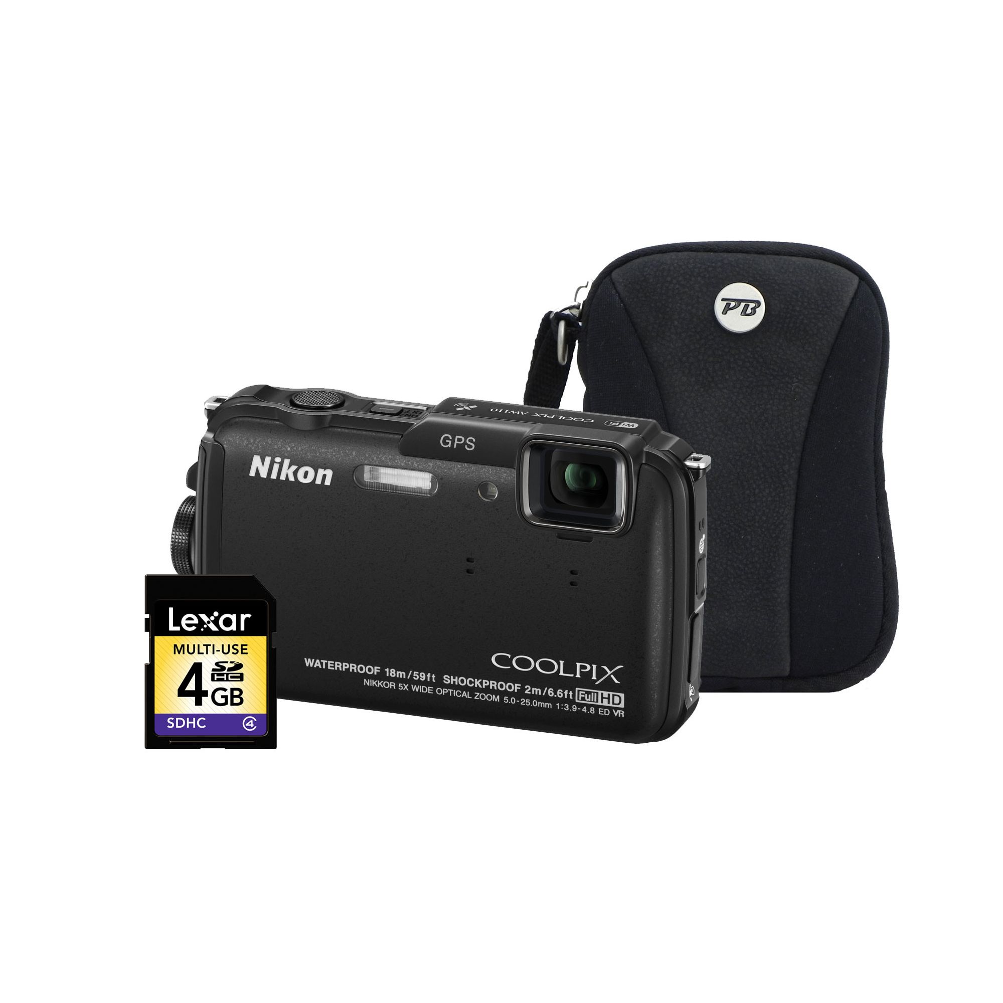 Tesco Direct Nikon Coolpix AW110 Black Camera Kit inc 4GB SD Card and Case Special Savings