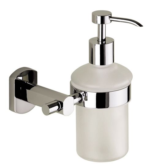 Image of Gedy Edera Frosted Glass Soap Dispenser In Chrome