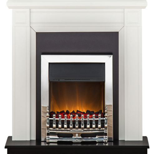 Image of Adam Georgian White & Black Electric Fireplace Suite