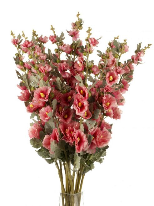 Image of Artificial 103cm Single Stem Pink Hollyhocks X 12