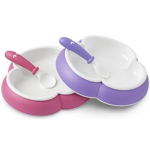 Image of Babybjorn Plate And Spoon 2 Pack (pink/purple)