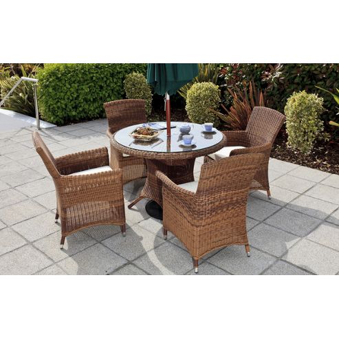 Image of Cozy Bay Panama 4 Seater Dining Set In Java Honey