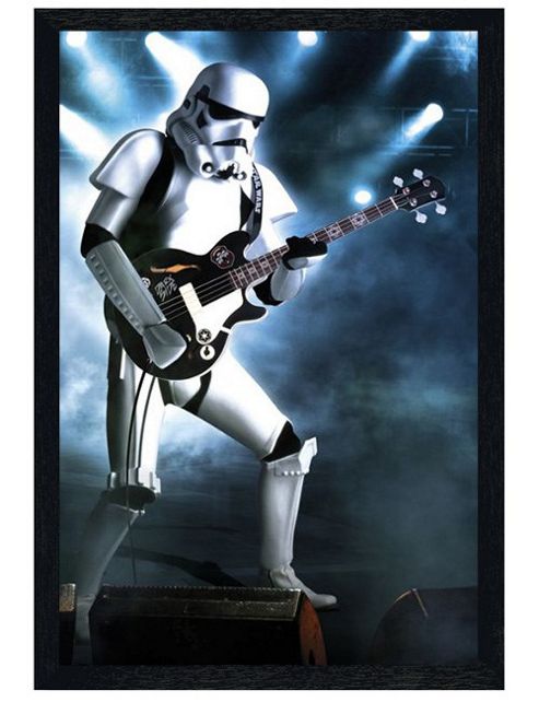 Image of Star Wars Black Wooden Framed Stormtrooper Guitarist Poster