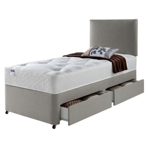 Image of Silentnight Miracoil Luxury Ortho Tuft 2 Drawer divan Mink No Headboard - Single (3ft)