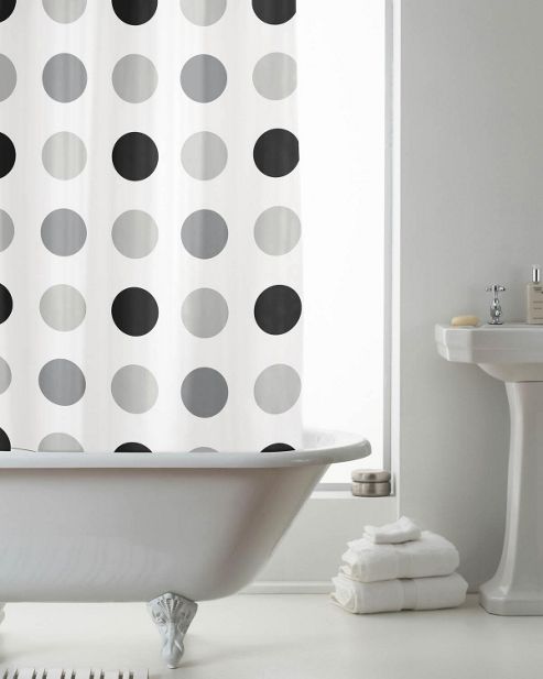 Image of Peva Shower Curtain Spotted - Grey