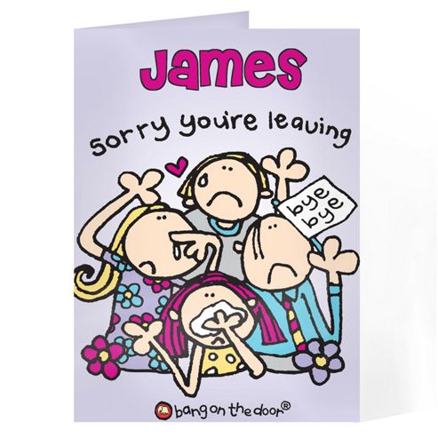 Image of Personalised Bang On The Door Leaving Card