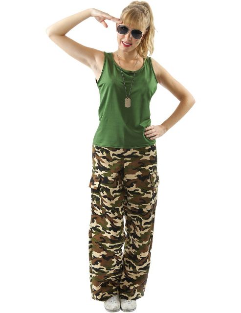 Image of Camo Army Girl Costume Large