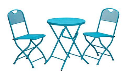 Image of Cafe Espresso Sky Blue Folding Mesh Bistro Set