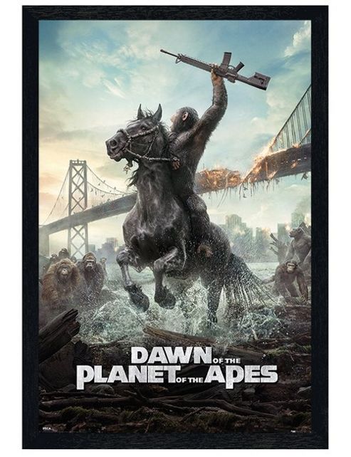 Image of Black Wooden Framed Dawn Of The Planet Of The Apes Poster