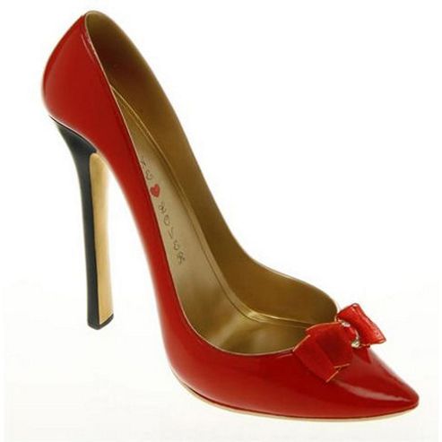 Image of Shoe - Stiletto Shaped Wine Bottle Holder - Red
