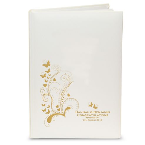 Image of Personalised Gold Butterfly Swirl Photo Album With Sleeves