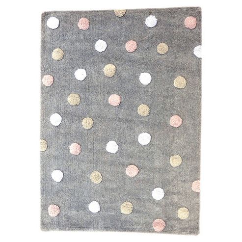 Image of Lorena Canals Topos Tricolor Pink Children's Rug - 120 Cm W X 160 Cm D (3 Ft 11 In X 5 Ft 3 In)