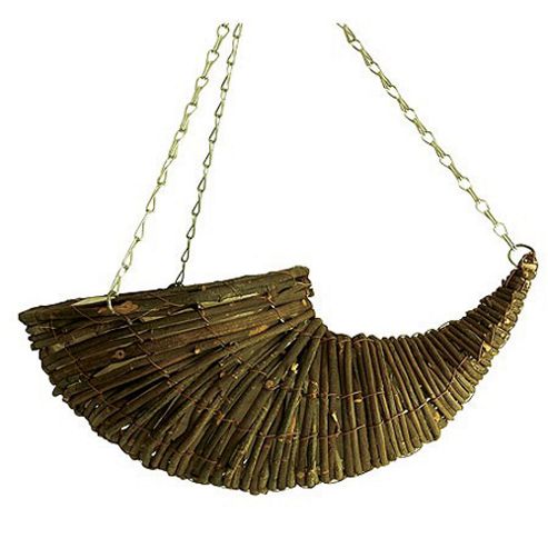 Image of Plant - 9inch Willow / Rattan Horn Hanging Basket - Brown