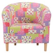 Tub Fabric Accent Chair Patchwork