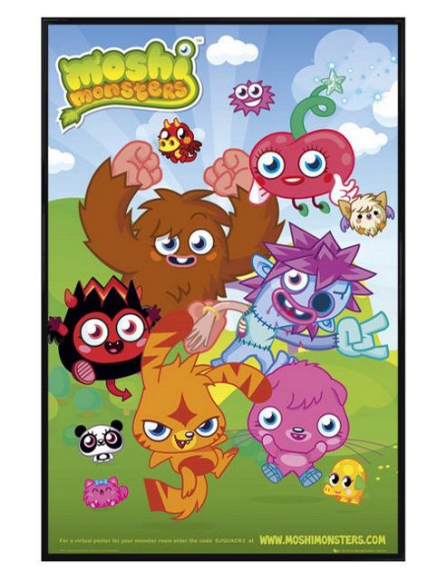 Image of Moshi Monsters Gloss Black Framed Merry Monster Group Poster