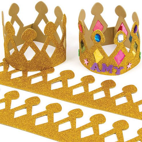 Image of Gold Glitter Foam Craft Crowns (pack Of 5)