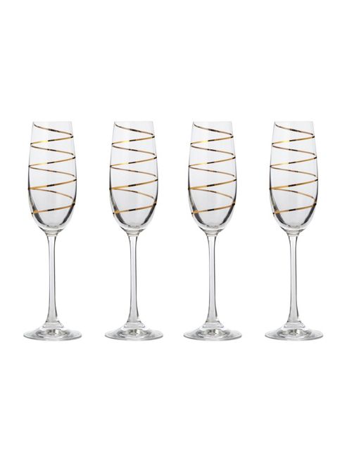 Image of Pied A Terre Gold Spiral Champagne Flute Set Of 4