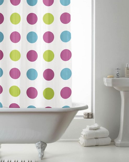 Image of Peva Shower Curtain Spotted - Multi