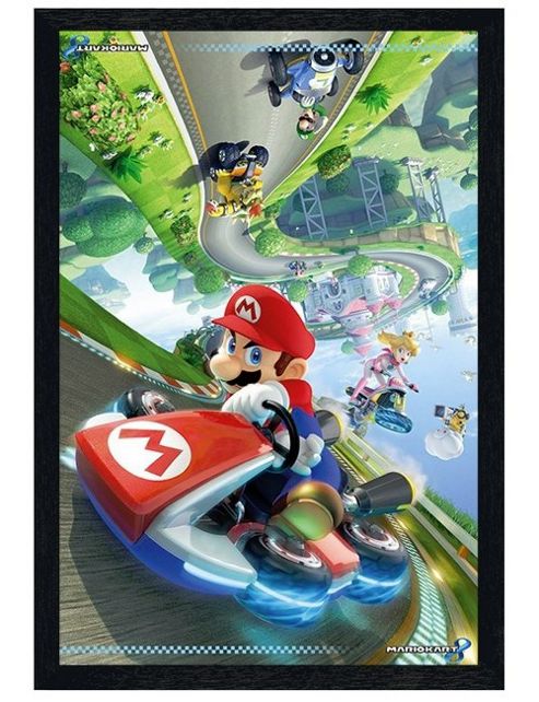 Image of Black Wooden Framed Mario Kart 8 Flip Poster