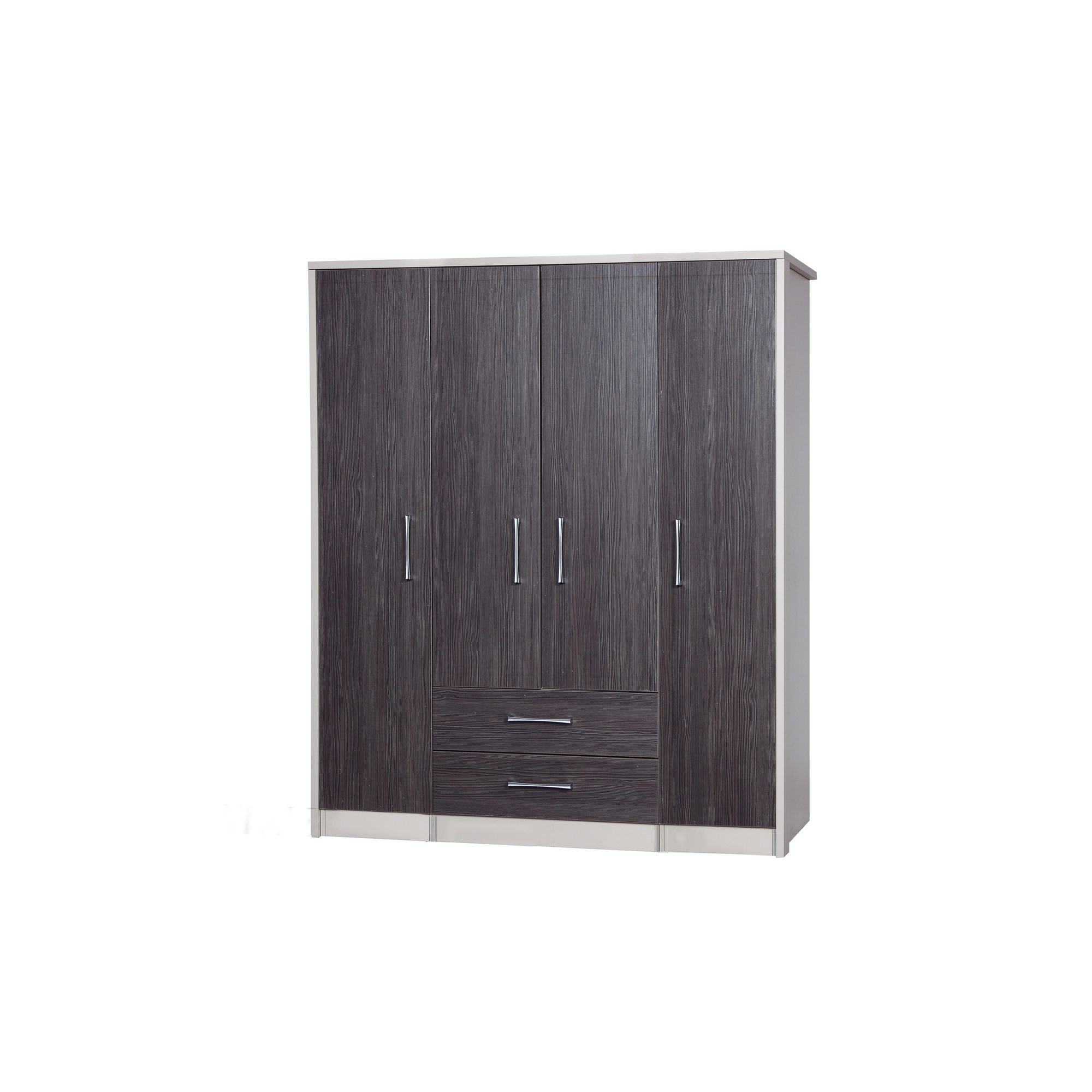 Alto Furniture Avola 4 Door Combi and Singles Wardrobe - Cream Carcass With Grey Avola at Tescos Direct