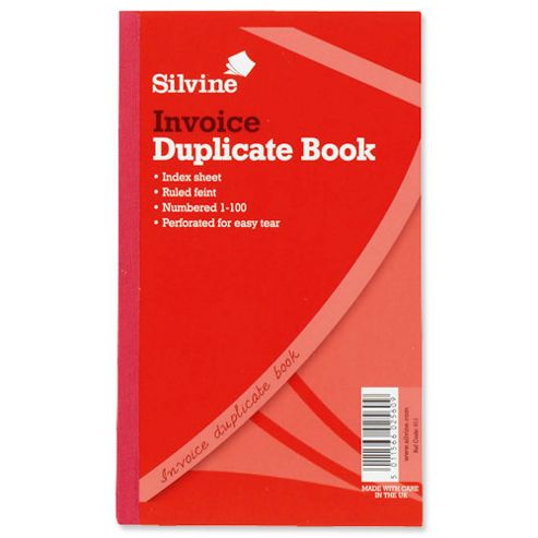 Image of Silvine Duplicate Book Invoice 1-100 210x127mm Ref 611 [pack 6]