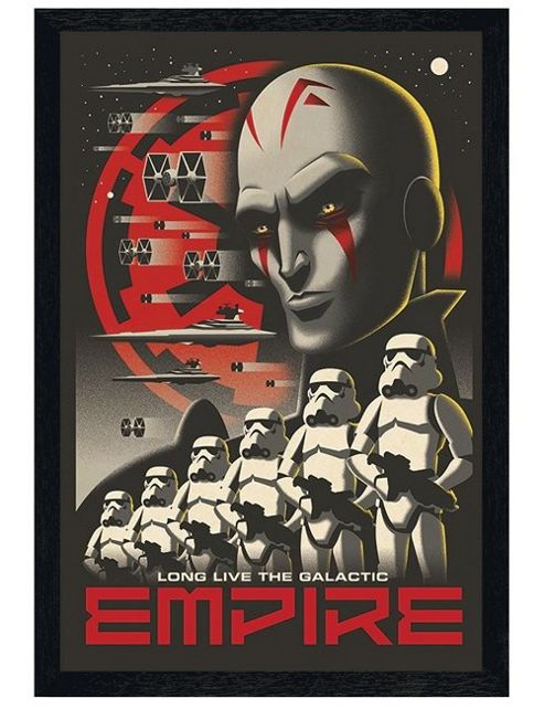 Image of Black Wooden Framed Star Wars Rebels Long Live The Galactic Empire Poster