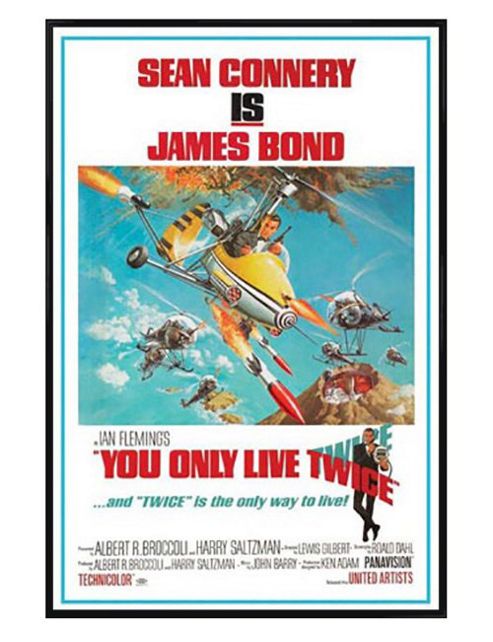 Image of James Bond Sean Connery Is Gloss Black Framed You Only Live Twice Poster