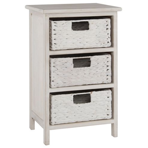 Image of Pacific Lifestyle 3 Drawer Water Hyacinth Unit - White