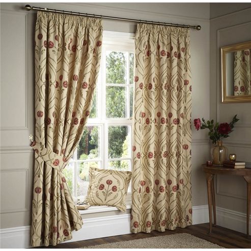 Image of Curtina Nouveau Terracotta 66x72 Inches (168x183cm) Lined Curtains