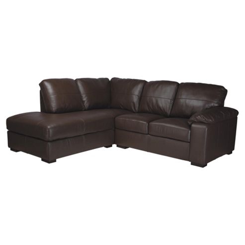 Image of Ashmore Leather Corner Sofa Brown Left Hand Facing