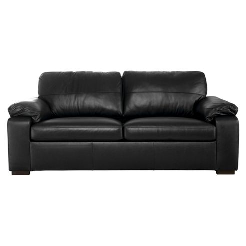 Image of Ashmore Medium 3 Seater Leather Sofa Bed, Black