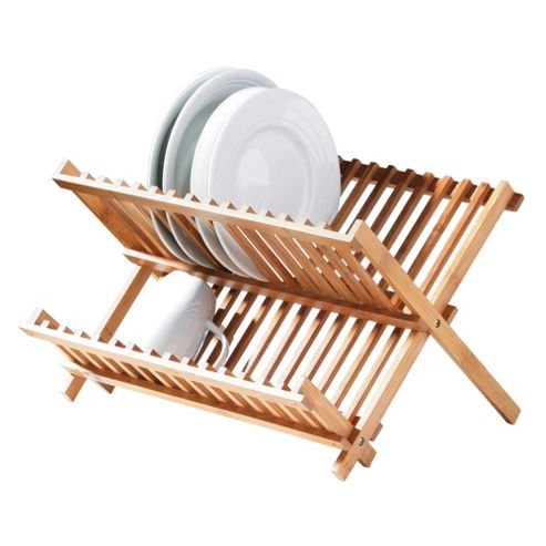 Image of Premier Housewares Bamboo Folding Dish Rack In Natural