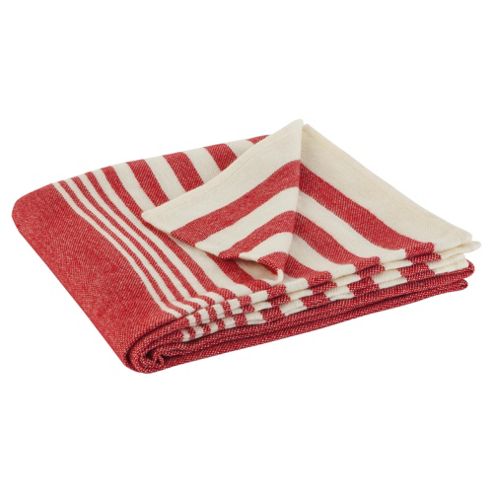 Image of Knitted Stripe Throw, Red