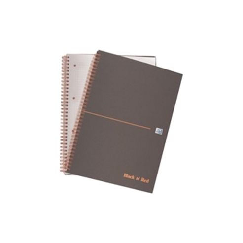 Image of Black N Red Book Wirebound Smart Ruled And Perforated 90gsm 140pp A4 Matt Black Ref 100080218 [pack 5]