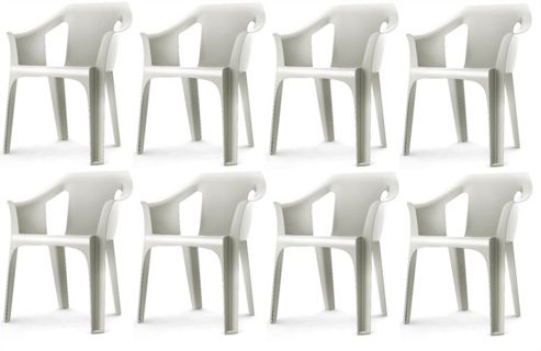 Image of Resol "cool" Garden Outdoor / Indoor Designer Plastic Chairs - White - X8