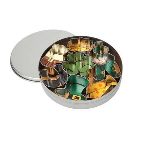 Image of Lucky Shamrock Cookie Cutter Set In A Tin Set Of 7