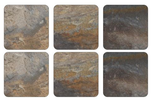 Image of Pimpernel Earth Slate Design Coasters Set Of 6